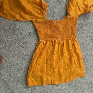 LOFT Mustard Smocked Dress